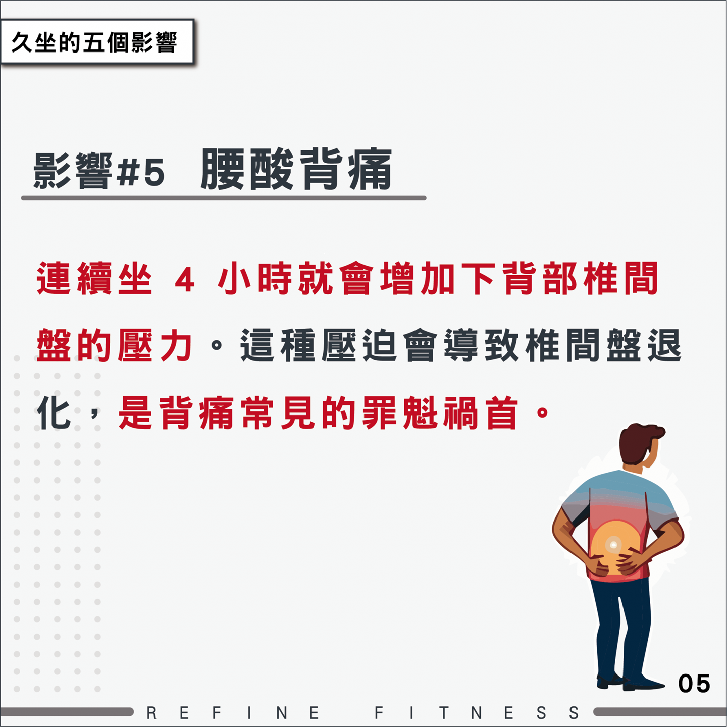 久坐影響腰酸背痛